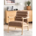 Leknes Retro Faux Leather Armchair (Brown) - Image 6
