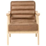 Leknes Retro Faux Leather Armchair (Brown) - Image 2