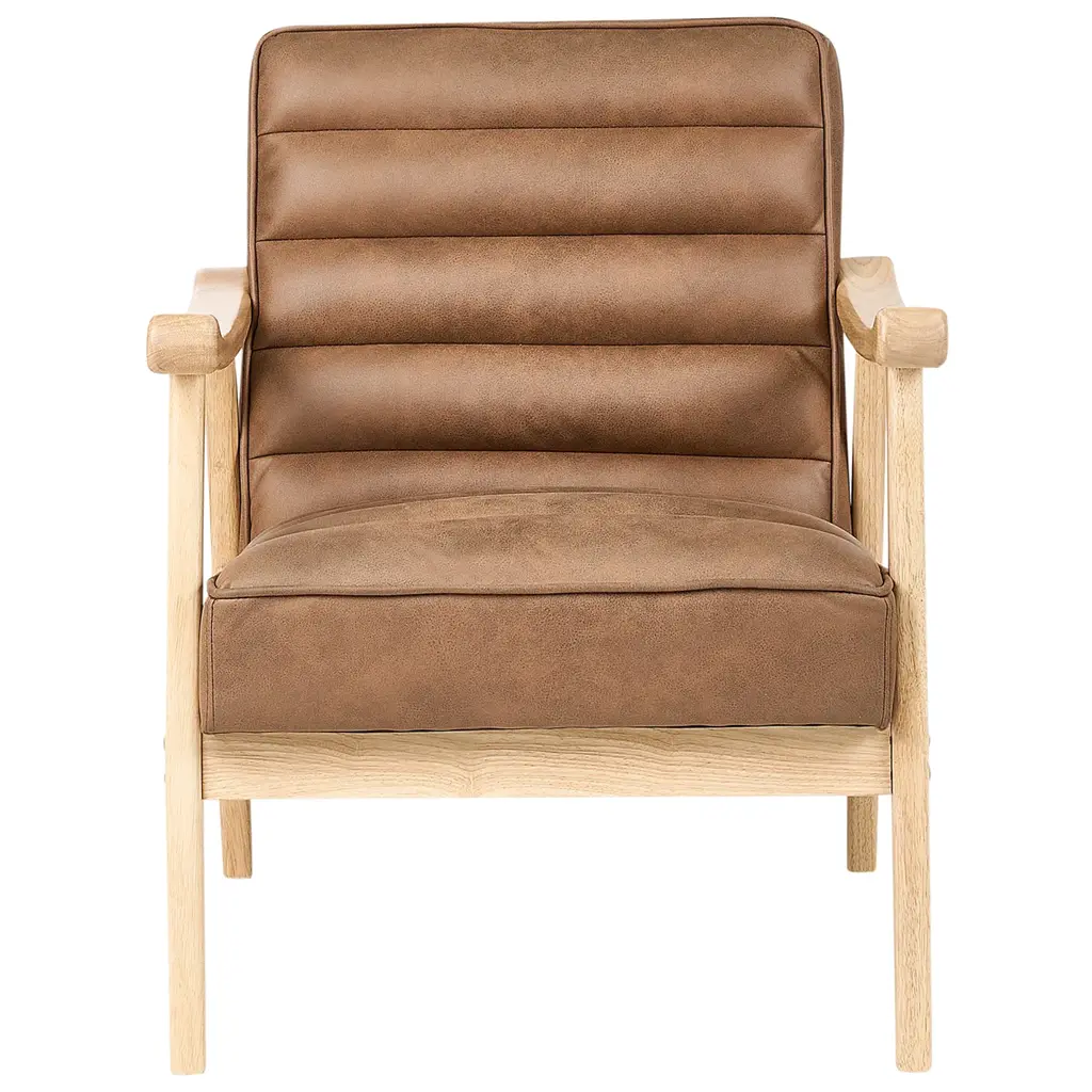 Leknes Retro Faux Leather Armchair (Brown) - Image 2