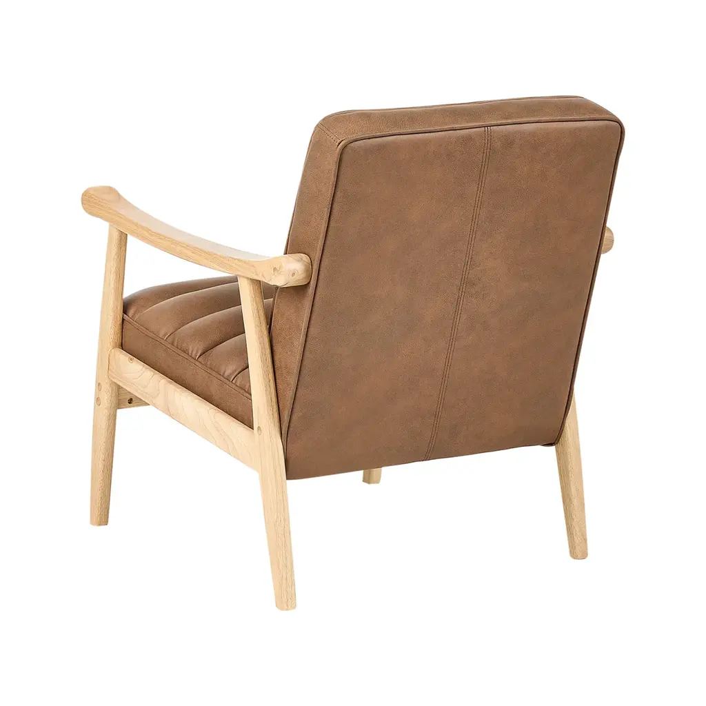 Leknes Retro Faux Leather Armchair (Brown) - Image 3