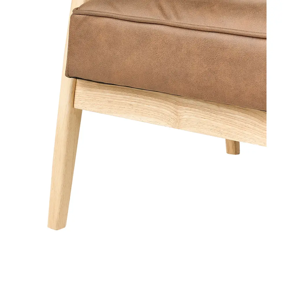 Leknes Retro Faux Leather Armchair (Brown) - Image 4