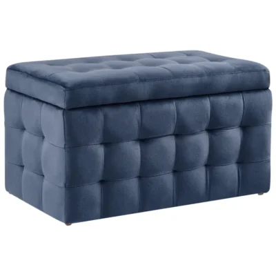 Michigan Velvet Ottoman (Dark Blue)