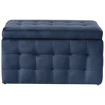 Michigan Velvet Ottoman (Dark Blue) - Image 4