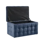 Michigan Velvet Ottoman (Dark Blue) - Image 2