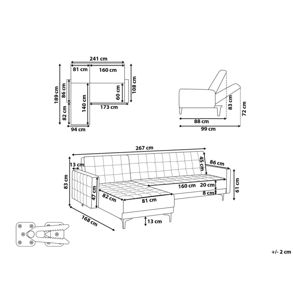 Aberdeen Modular Corner Sofa Bed (Dark Grey) - Image 11