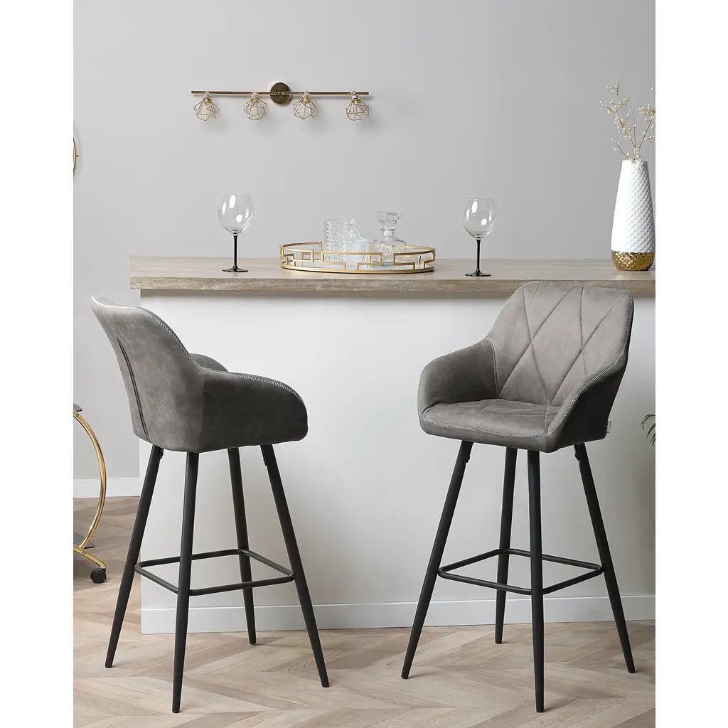 Darien Fabric Bar Stools - Set of 2 (Dark Gray) - Image 8