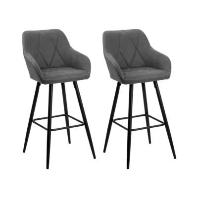 Darien Fabric Bar Stools - Set of 2 (Dark Gray)