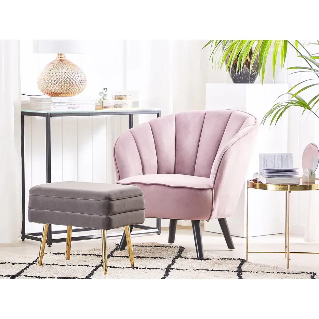 Odessa Velvet Storage Bench (Grey & Gold) - Image 7