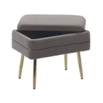 Odessa Velvet Storage Bench (Grey & Gold) - Image 2
