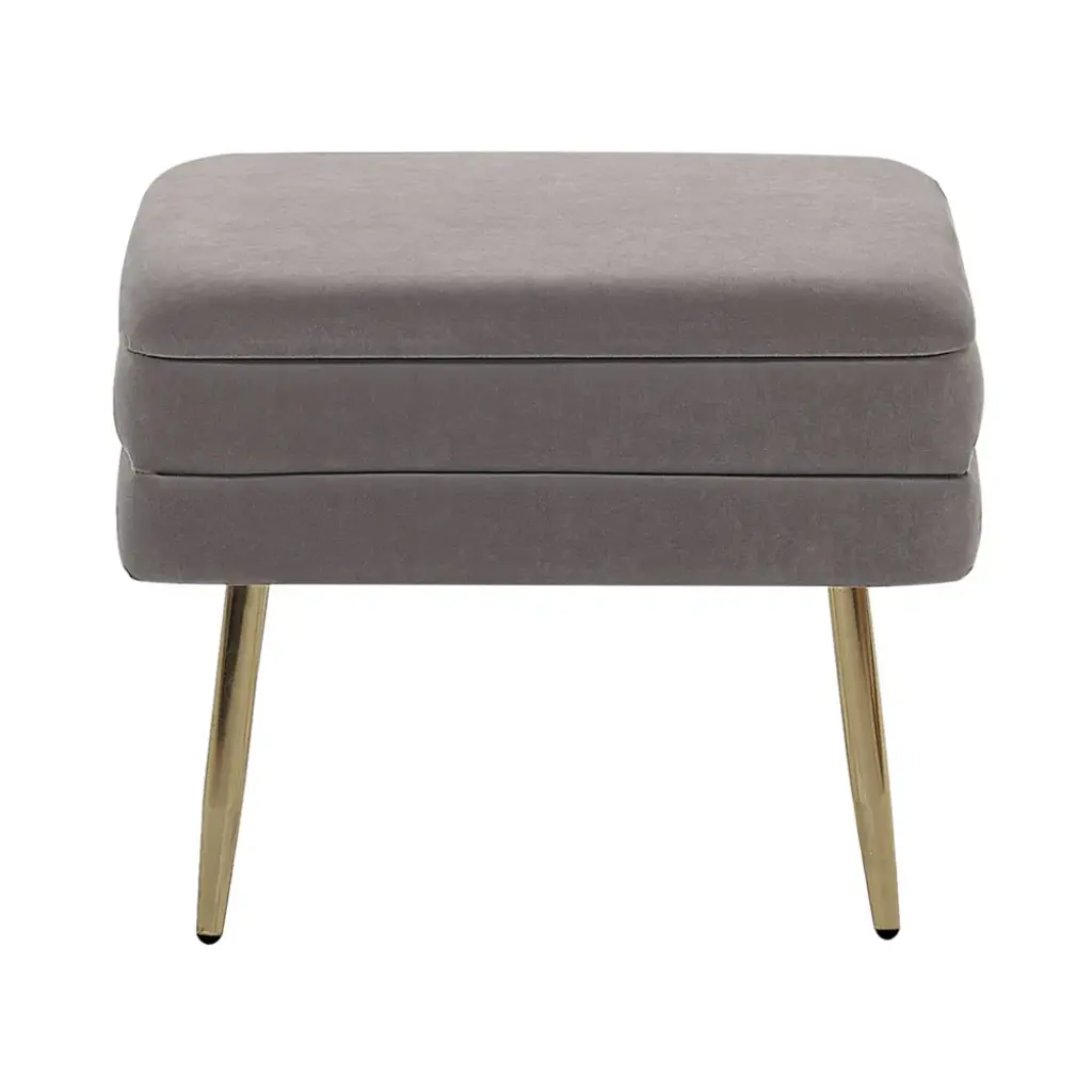 Odessa Velvet Storage Bench (Grey & Gold) - Image 3