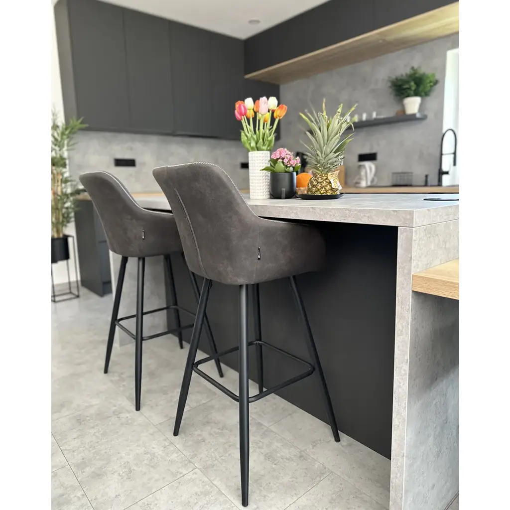 Darien Fabric Bar Stools - Set of 2 (Dark Gray) - Image 10