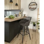 Darien Fabric Bar Stools - Set of 2 (Dark Gray) - Image 11