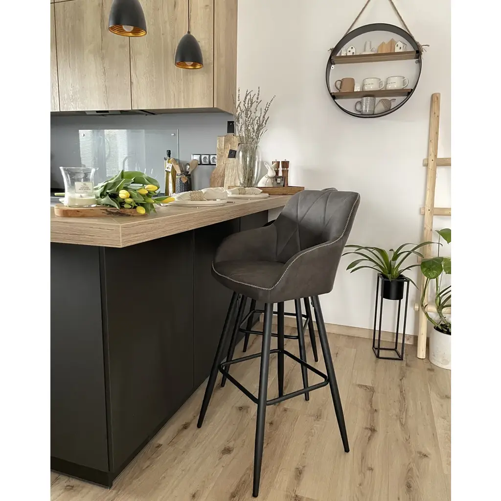 Darien Fabric Bar Stools - Set of 2 (Dark Gray) - Image 11