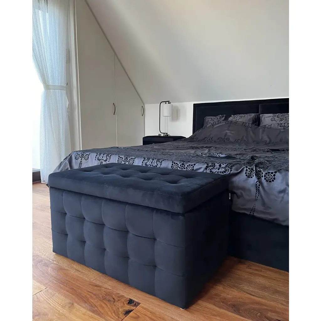 Michigan Velvet Ottoman (Dark Blue) - Image 10