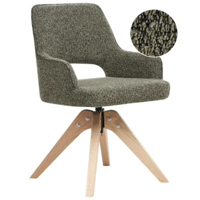 Moravia Swivel Dining Chair (Green Bouclé)