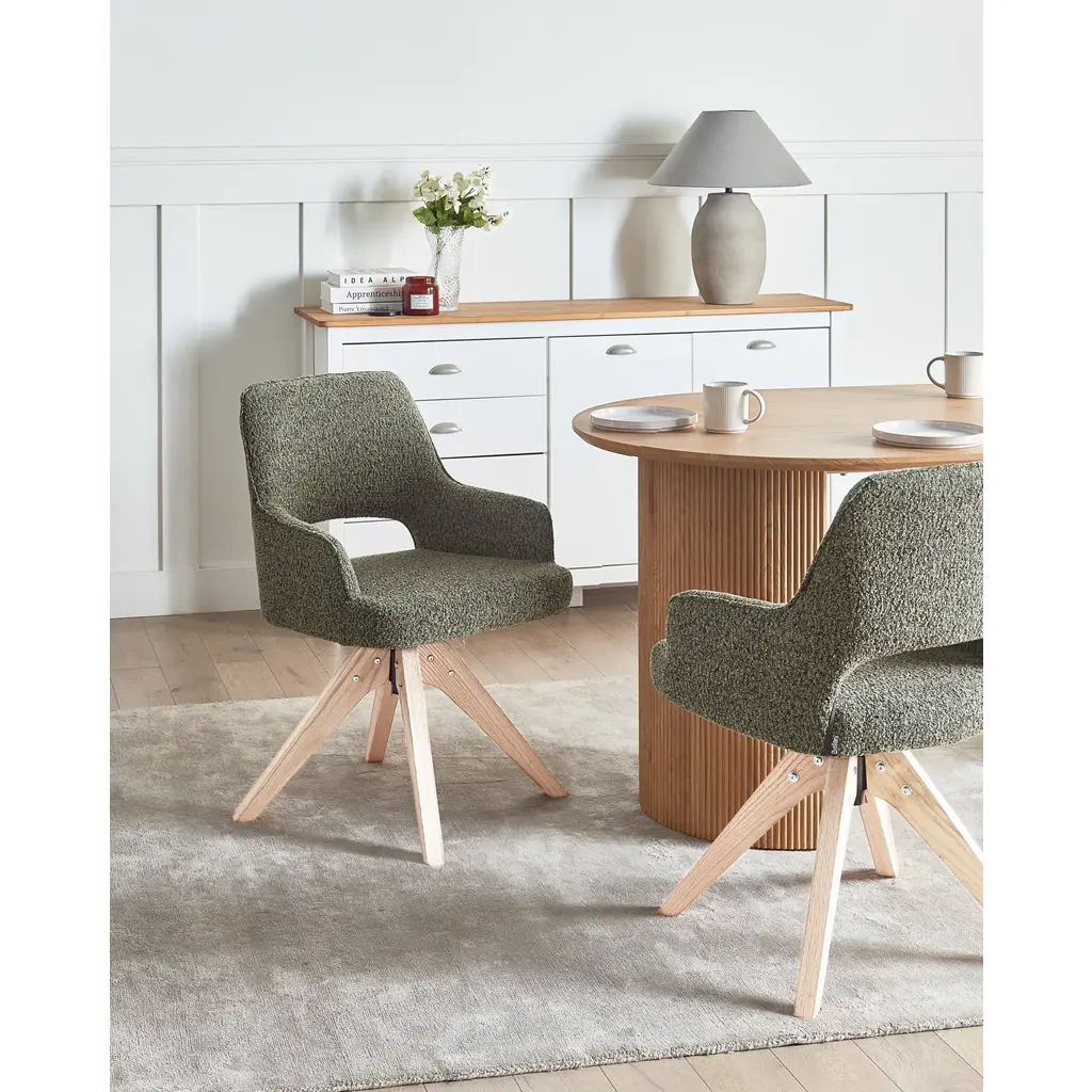 Moravia Swivel Dining Chair (Green Bouclé) - Image 9